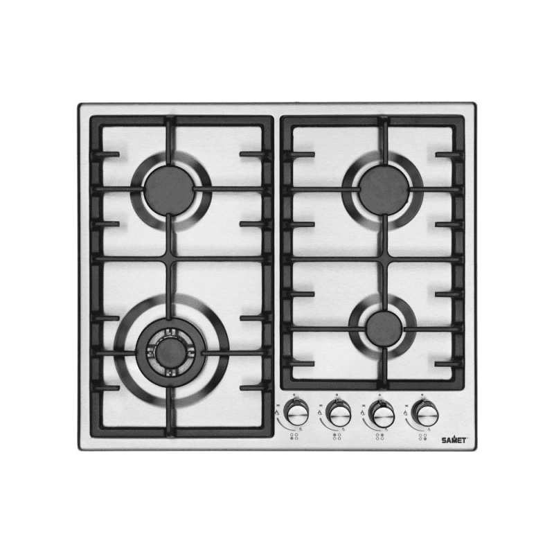 Piano cottura Efesto Inox 4 fuochi Samet Piano cottura in acciaio inossidabile. Bruciatore wok: 1x3,80 kw. Bruciatore