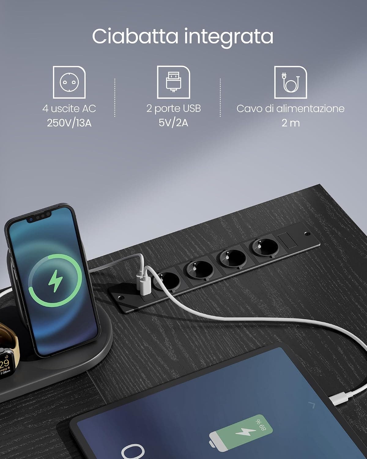 VASAGLE Scrivania a L con Prese di Corrente, Tavolo ad Angolo per Computer con Supporto per Monitor, Luci a LED, 2 Cassetti, 2 Porte USB, Nero Ebano LWD095B01 | Dimensioni 130.00 × 70.00 × 20.00 cm | EAN 0757077470020 - 5