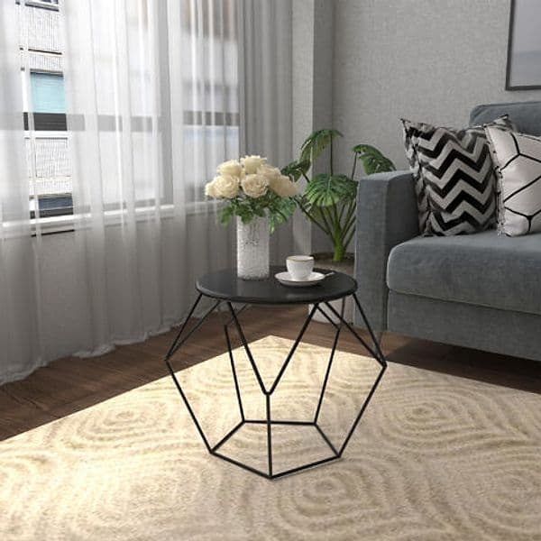 HOMCOM Tavolino da Caffè Salotto Design Nordico Minimalista Geometrico Ampio Piano, Acciaio, 54x54x44cm | Modello 833-564 | Dimensioni 54.00 × 54.00 × 44.00 cm | HOMCOM 833-564, tavolino nero in acciaio 54 x 54 x 44 cm, 3 kg, portata 20 kg - 2