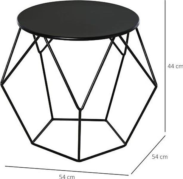 HOMCOM Tavolino da Caffè Salotto Design Nordico Minimalista Geometrico Ampio Piano, Acciaio, 54x54x44cm | Modello 833-564 | Dimensioni 54.00 × 54.00 × 44.00 cm | HOMCOM 833-564, tavolino nero in acciaio 54 x 54 x 44 cm, 3 kg, portata 20 kg - 3