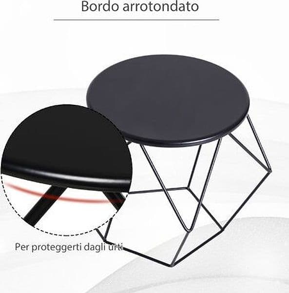 HOMCOM Tavolino da Caffè Salotto Design Nordico Minimalista Geometrico Ampio Piano, Acciaio, 54x54x44cm | Modello 833-564 | Dimensioni 54.00 × 54.00 × 44.00 cm | HOMCOM 833-564, tavolino nero in acciaio 54 x 54 x 44 cm, 3 kg, portata 20 kg - 5
