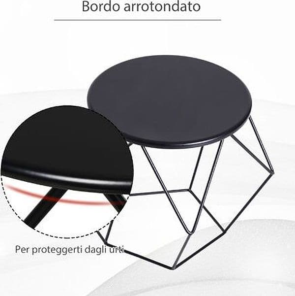 HOMCOM Tavolino da Caffè Salotto Design Nordico Minimalista Geometrico Ampio Piano, Acciaio, 54x54x44cm | Modello 833-564 | Dimensioni 54.00 × 54.00 × 44.00 cm | HOMCOM 833-564, tavolino nero in acciaio 54 x 54 x 44 cm, 3 kg, portata 20 kg - 5