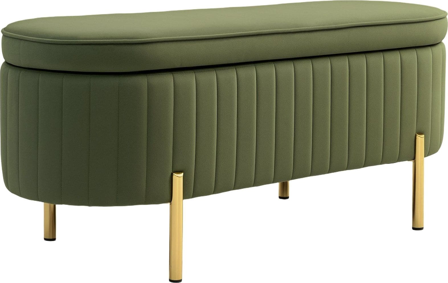 Outrex 831-930V00DG Panca Contenitore Ovale Verde Scuro da 72 L, Rivestimento Effetto Velluto Trapuntato a Canali – Autres