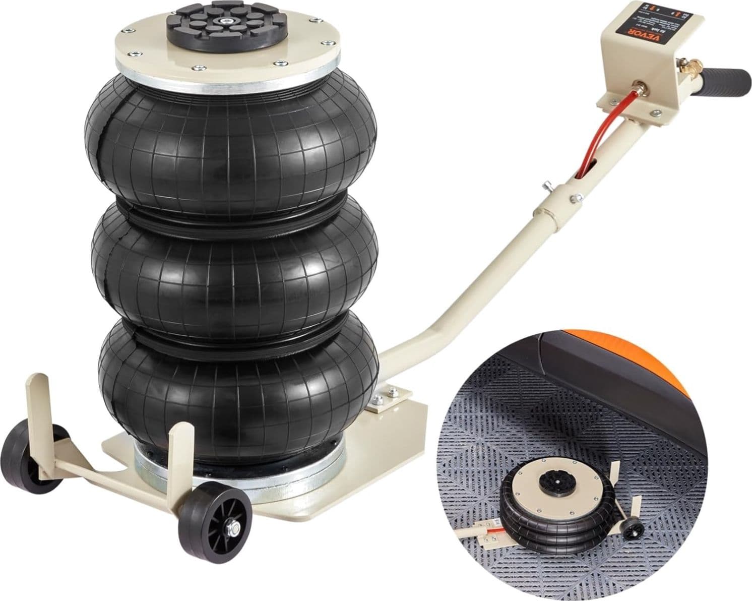 Outrex Martinetto Pneumatico 3 Tonnellate Sollevamento 140-450mm Gonfiabile a 3 Cuscini d'Aria per Auto SUV Pickup Officina