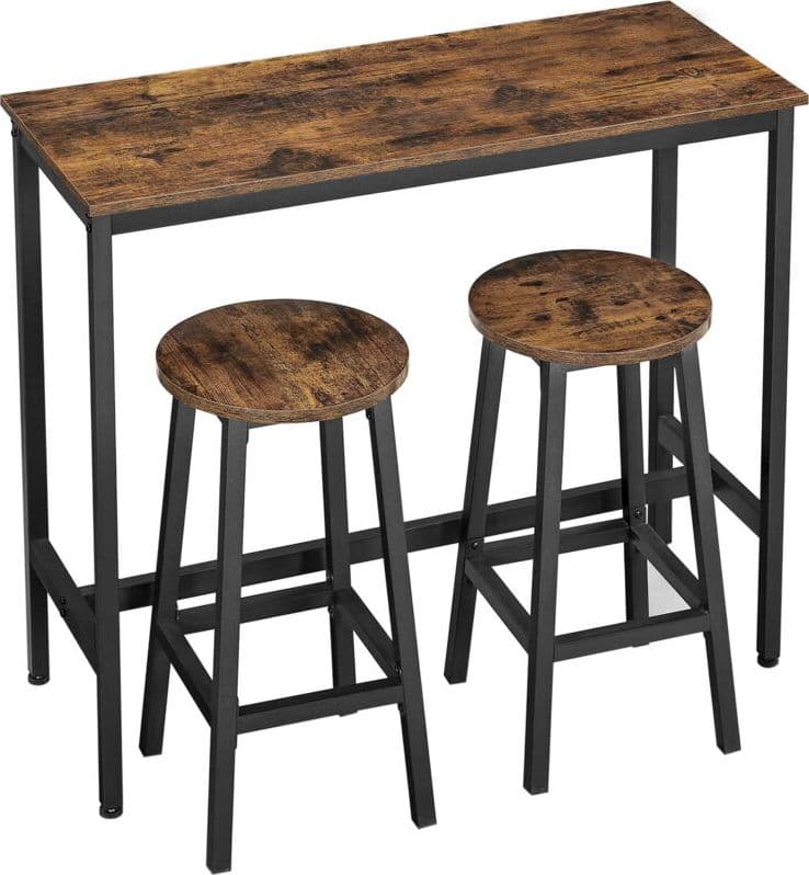 Vasagle Tavolo da bar + 2 sgabelli - LBT219B01V1 | Dimensioni 100.00 × 70.00 × 20.00 cm