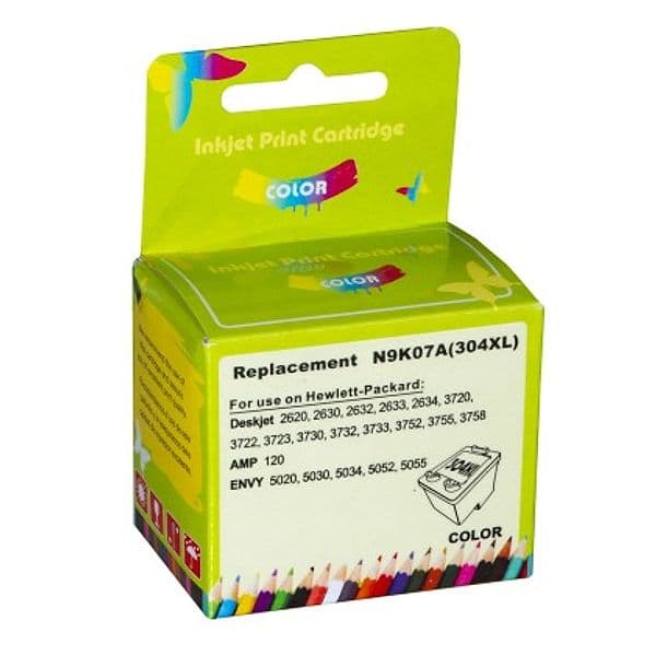 Cartuccia Compatibile Rigenerata DOGEPRO HP 304XL Tricromia N9K07AE, Inchiostro Ciano Magenta e Giallo 3 x 6 ml, per Stampanti HP DeskJet 2620, 2630, 3720, 3730, 3750, 3760 e Serie HP Envy 5000, Formato Alta Capacita, EAN 0700443251945
