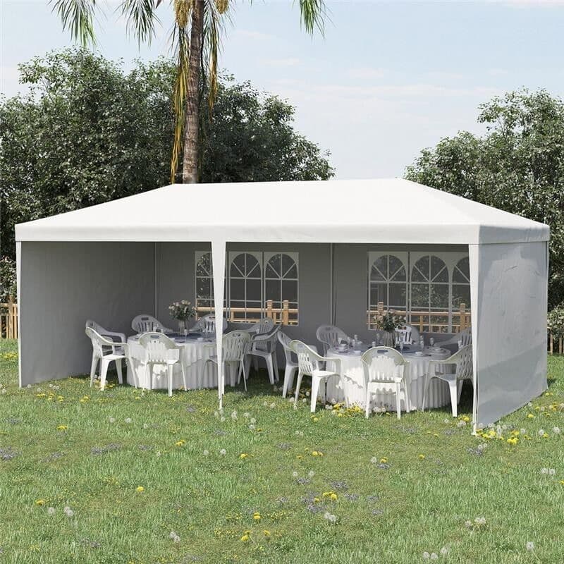 Outsunny 840-062V01WT Tendone da Giardino 5,85 × 2,95 × 2,55 m Bianco, Struttura in Acciaio e Copertura PE, 4 Pareti Laterali Rimovibili, 2 Finestre, 6 Corde e 12 Picchetti, per Feste ed Eventi, Manuale Incluso - 2
