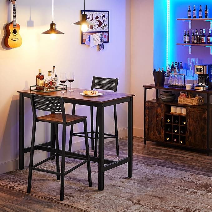 VASAGLE Sgabelli Cucina, Set da 2, Sgabelli da Bar, Sgabelli Alti per Cucina Sala da Pranzo Studio, Stile Industriale, Marrone Vintage e Nero LBC070B01 | Dimensioni 90.00 × 50.00 × 20.00 cm | EAN 194343023465 - 2