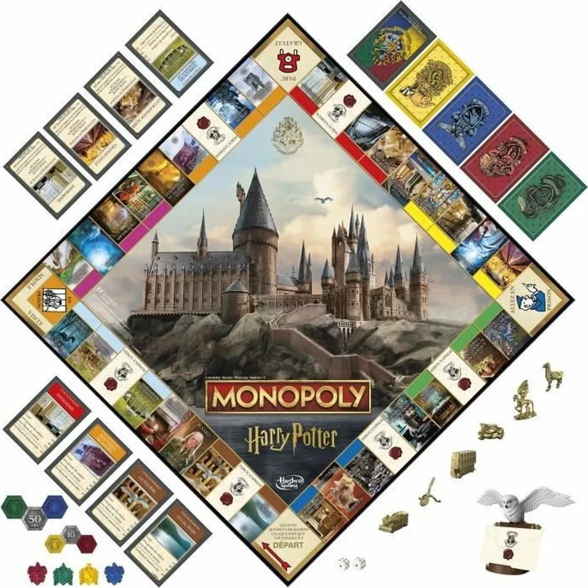Monopoly Harry Potter Edition Board Game - Versione francese | Dimensioni 40.00 × 27.00 × 7.00 cm | F9422101 gioco da tavolo multiplayer in francese per 2-6 giocatori dagli 8 anni, simulazione economica, formato 29,2 x 6,4 x 29,2 cm e peso 725 g - 2