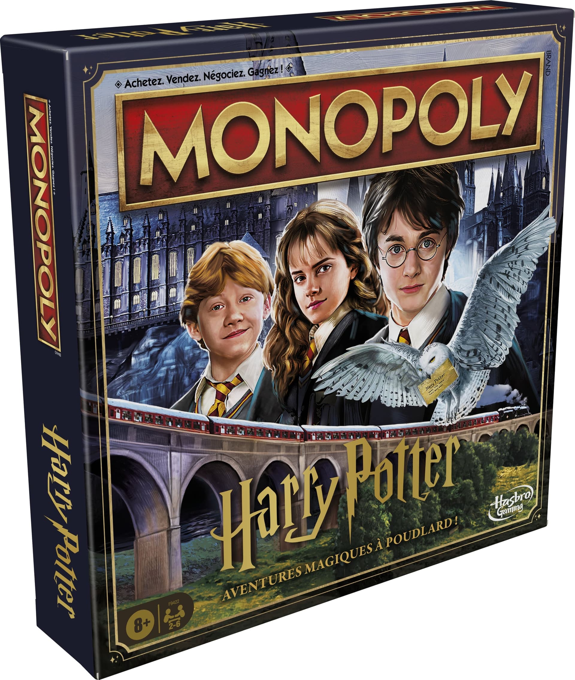 Monopoly Harry Potter Edition Board Game - Versione francese | Dimensioni 40.00 × 27.00 × 7.00 cm | F9422101 gioco da tavolo multiplayer in francese per 2-6 giocatori dagli 8 anni, simulazione economica, formato 29,2 x 6,4 x 29,2 cm e peso 725 g - 3