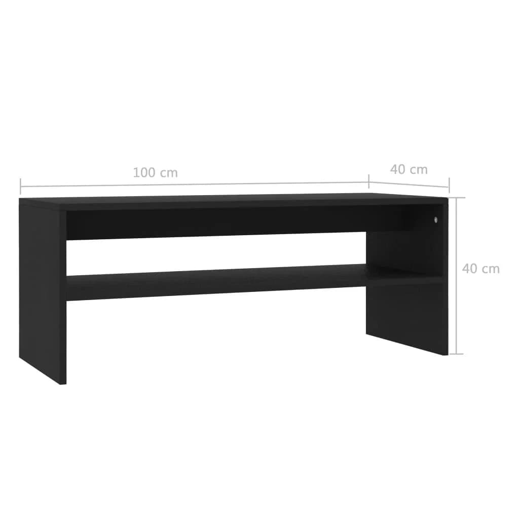 vidaXL 801950 Tavolino da Salotto Nero 100 x 40 x 40 cm in Legno Ingegnerizzato, Ripiano Aperto per Libri e Riviste, Design Contemporaneo in Stile Scandinavo, Facile da Pulire con Panno Umido, Materiale di Montaggio Incluso - 2