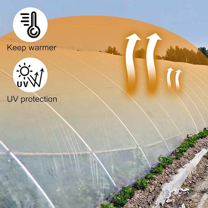 Pellicola Trasparente per Serra da 12x25 Piedi con Spessore di 0,15mm, Copertura per Piante Serra da Giardinaggio in Polietilene, contro Raggi UV per progetti Industriali, Residenziali Agricoli | Dimensioni 60.00 × 30.00 × 30.00 cm - 3