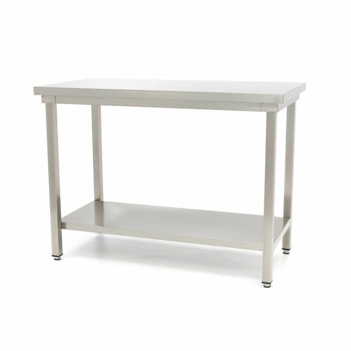 Maxima Deluxe 09364021 Tavolo da Lavoro Professionale in Acciaio Inossidabile 200 × 70 × 90 cm, Piano Rinforzato con Portata 150-200 kg, Ripiano Inferiore, Piedini Regolabili, Senza Alzatina Posteriore, per Cucine Professionali - 3