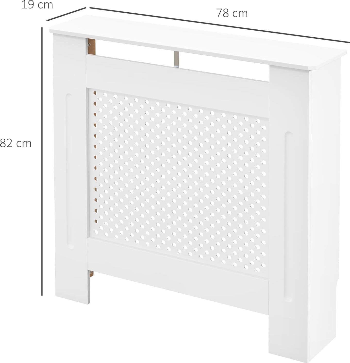 HOMCOM 820-061 Copritermosifone Moderno a Griglia in MDF Bianco 78 × 82 × 19 cm, Copertura per Radiatore con Design a Doghe, Accessori per Fissaggio a Parete, Leggero e Portatile, per Casa e Ufficio, Manuale Incluso - 3