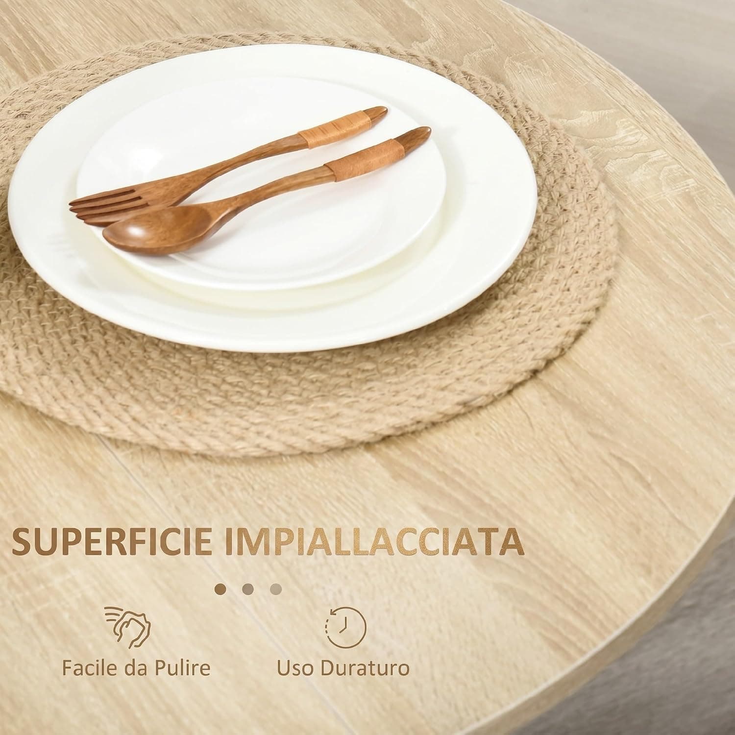 HOMCOM 835-319V00AK Tavolo da Pranzo Pieghevole Rovere con 2 Ribalte e Cerniere di Sicurezza, Dimensioni Aperto 104 x 76 x 73,7 cm e Chiuso 76 x 30 x 73,7 cm, Struttura in Truciolare e Metallo, 4 Posti, Portata 30 kg - 5