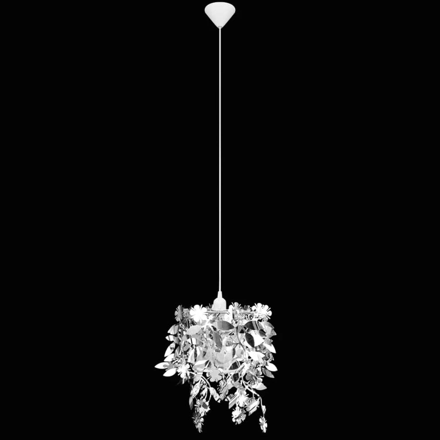 vidaXL 241129 Lampada a Sospensione con Paillettes Ovali Argentate, Paralume 21,5 x 30 cm in PVC con Struttura in Acciaio, Attacco E27 max 40 W, Cavo da 1,2 m e Base Inclusi, 220-240 V, Lampadina Esclusa - 4