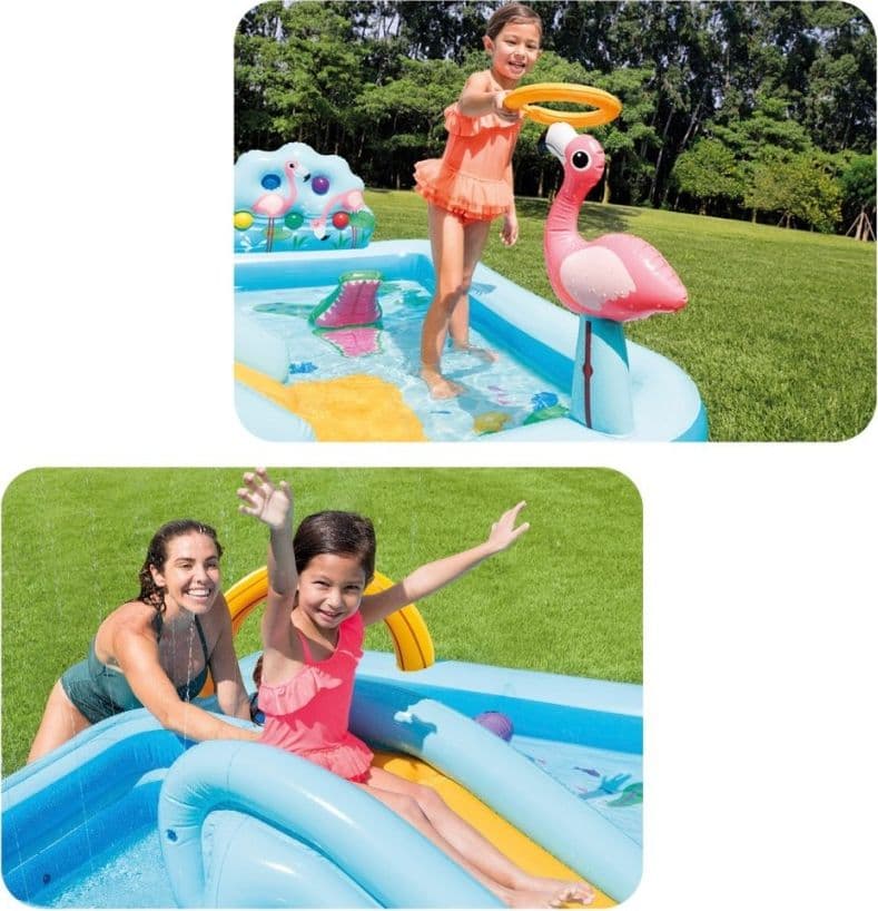 Centro Gioco Gonfiabile Jungle Adventure Intex, Piscina per Bambini con Scivolo, Palme, Fenicottero e Scimmia, Vinile Multicolore, Portata 80kg, 2+ Anni | Dimensioni 45.00 × 40.00 × 20.00 cm | EAN 0078257571611 - 3