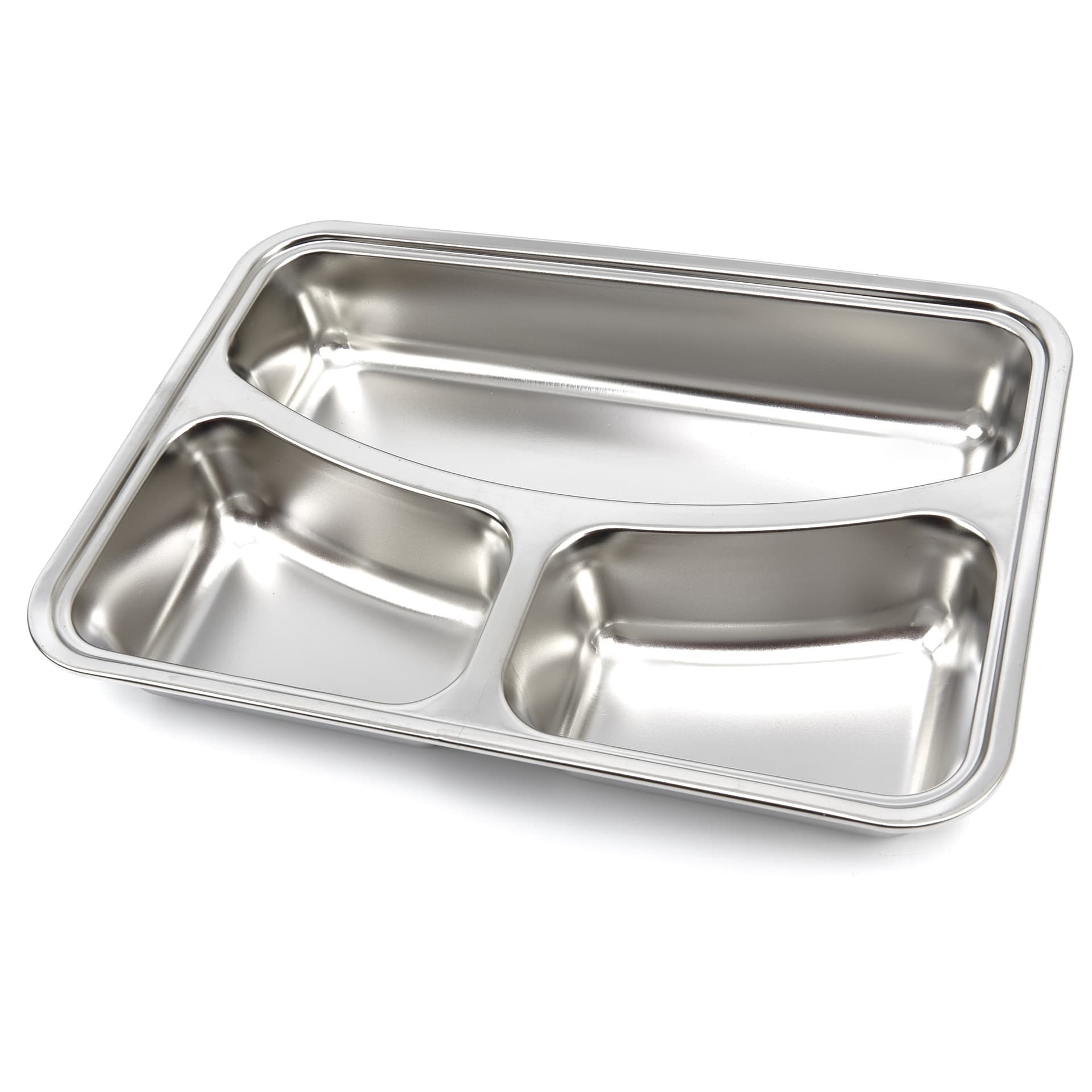 Maxima 09367855 Piatto Professionale a 3 Scomparti in Acciaio Inossidabile, Angoli Arrotondati, Lavabile in Lavastoviglie, Adatto a Frigorifero e Congelatore, per Separare e Conservare gli Alimenti, Coperchio in Plastica Non Incluso - 2