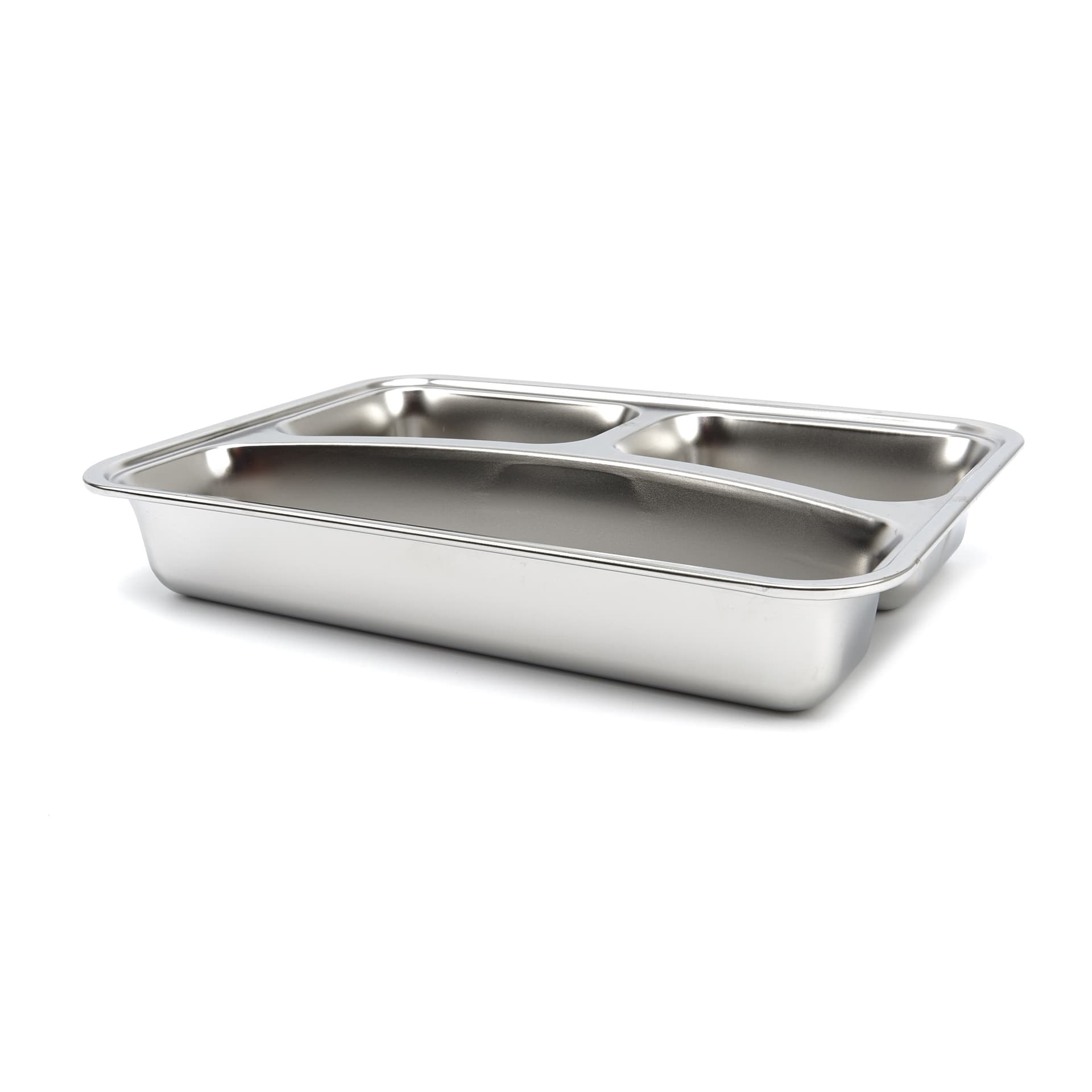 Maxima 09367855 Piatto Professionale a 3 Scomparti in Acciaio Inossidabile, Angoli Arrotondati, Lavabile in Lavastoviglie, Adatto a Frigorifero e Congelatore, per Separare e Conservare gli Alimenti, Coperchio in Plastica Non Incluso - 5