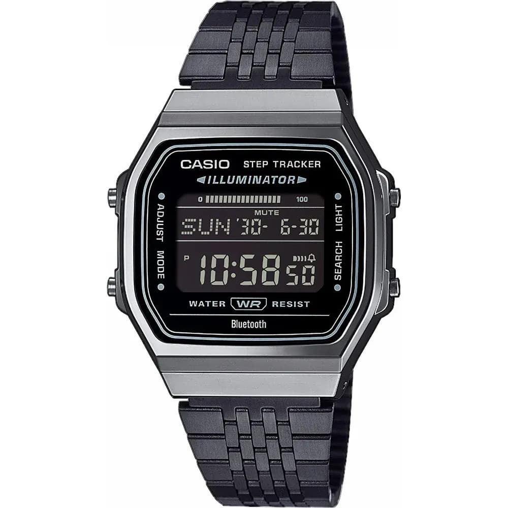 Casio Vintage ABL-100WEGG-1BEF Orologio Digitale Bluetooth Nero, Cassa in Resina 41,6 × 37,9 × 8,2 mm, Bracciale in Acciaio PVD, Contapassi, Cronometro, Sveglia, Ora Mondiale, Phone Finder, Display Retroilluminato, EAN 4549526378263 - 2