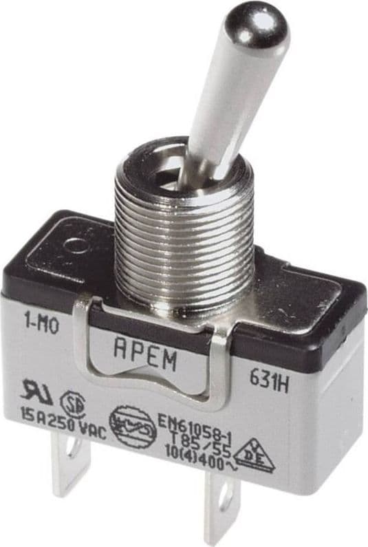 APEM 631H/2 Interruttore a Levetta ON/OFF Unipolare Serie 600H, Leva Metallica, Terminali a Saldare o Faston - 4