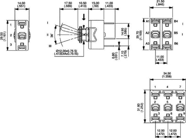 APEM 631H/2 Interruttore a Levetta ON/OFF Unipolare Serie 600H, Leva Metallica, Terminali a Saldare o Faston - 5
