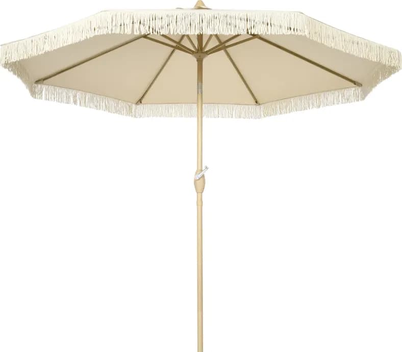 Outsunny Ombrellone da Giardino 2.6x2.4 m con Manovella e Testa Inclinabile, in Alluminio e Poliestere Beige e Nero - 3