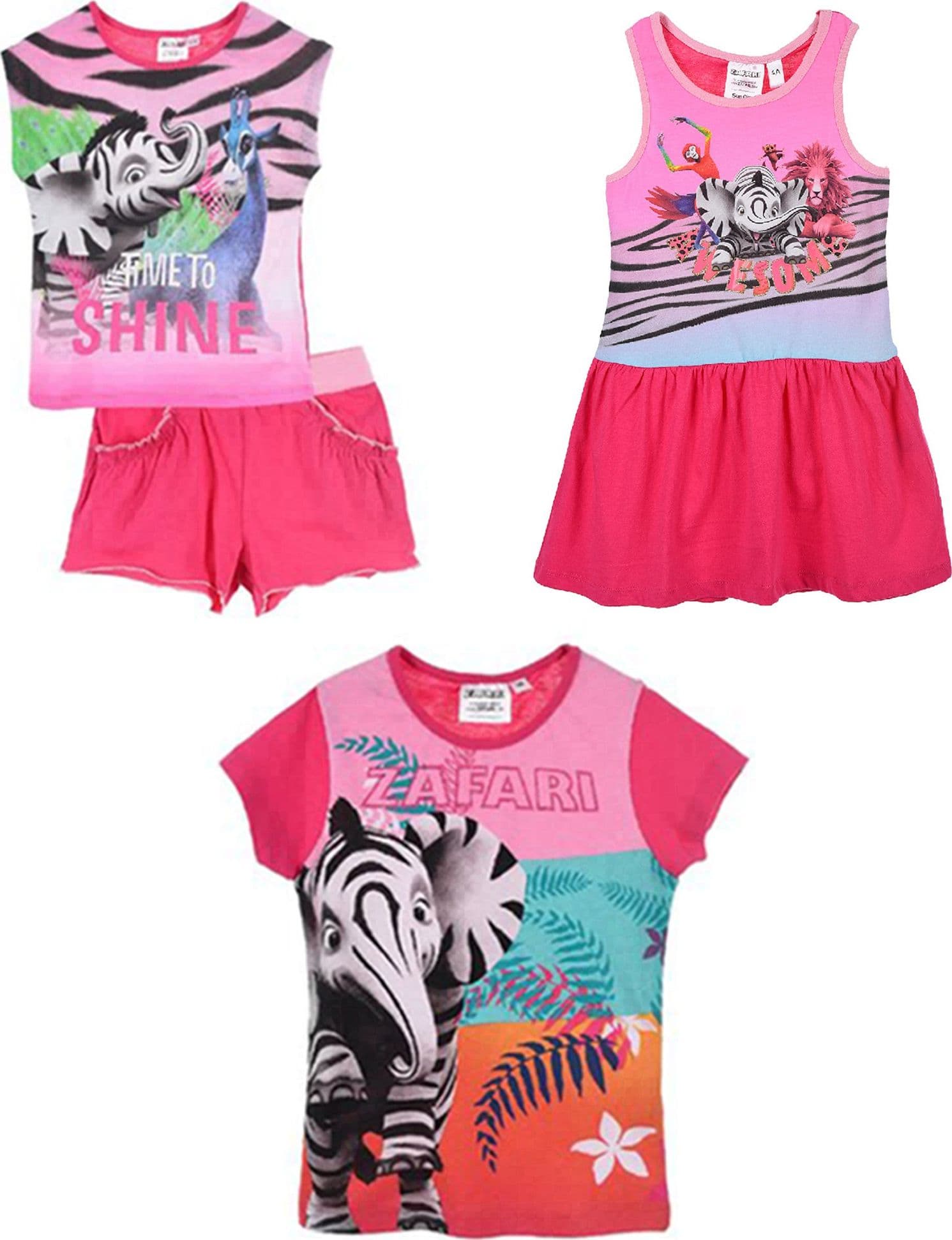 Set n. 3 pezzi Vestito + completo + maglietta elefantino Safari da 3 a 6 anni