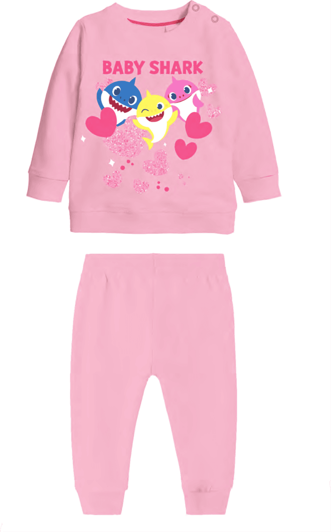 Pigiama Baby Shark Bambina da 12 a 30 Mesi in Caldo Cotone Inverno