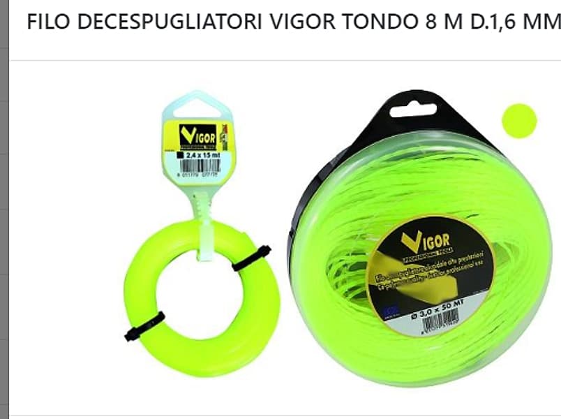 FILO DECESPUGLIATORI VIGOR TONDO 8 M D.1,6 MM