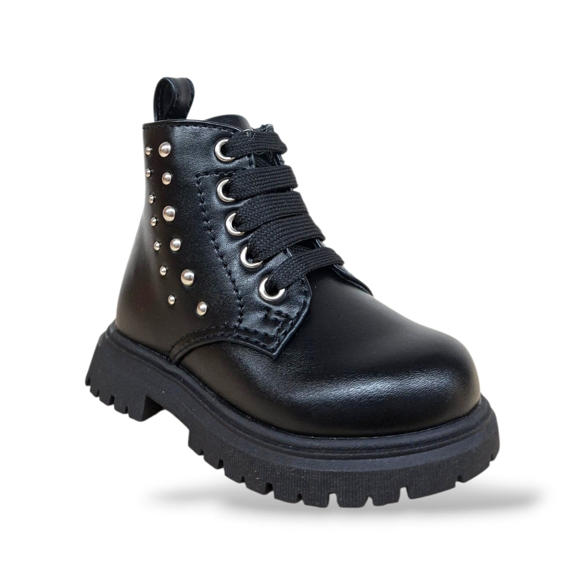 Cult Martin Anfibio Bambine Nero | Taglia 20-26 | Pelle Lacci Zip Laterale | Scarpetteria Gica - 2