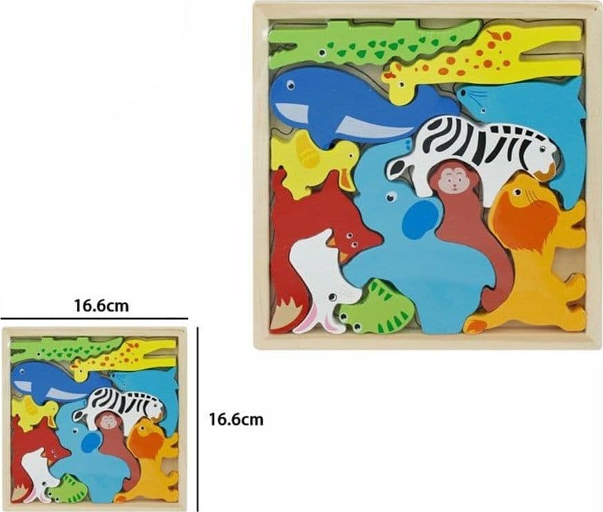 PUZZLE 3D A INCASTRO IN LEGNO FORMA ANIMALI PER BAMBINI GIOCO DA TAVOLO EDUCATIVO 07935 - 2