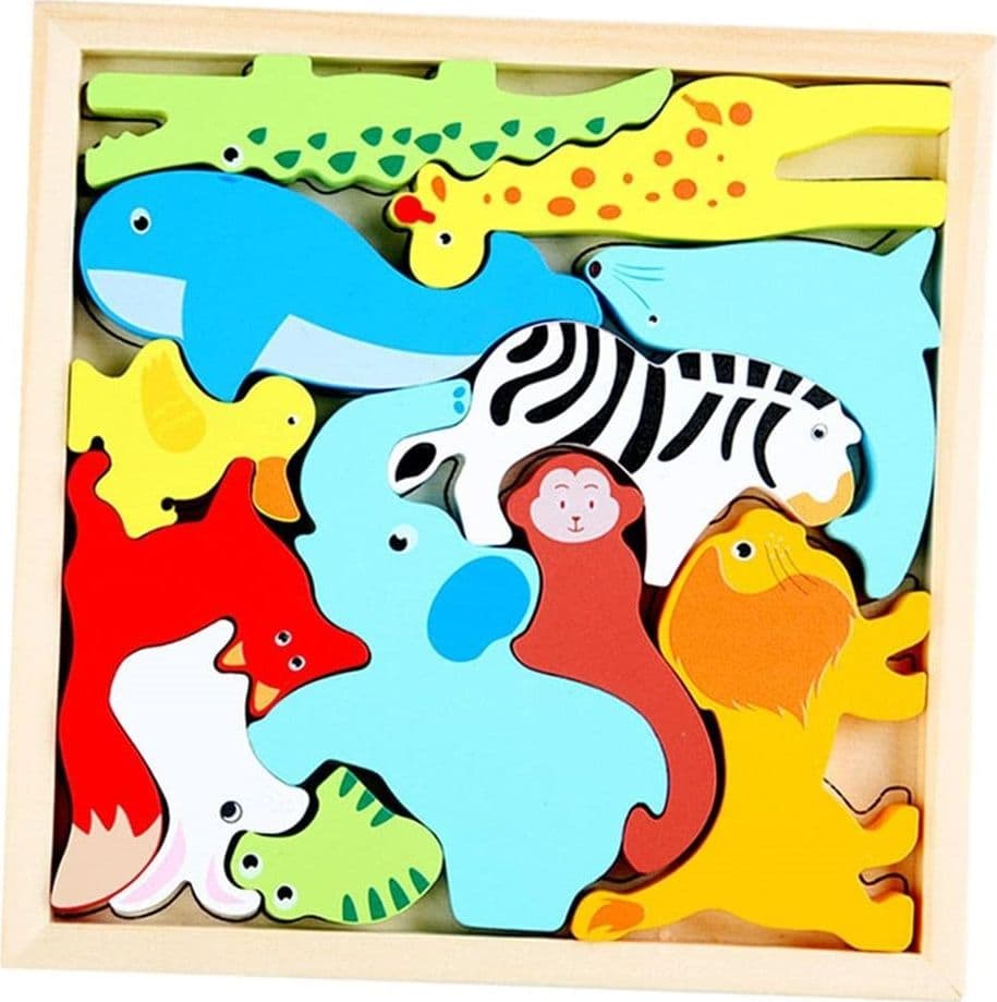 PUZZLE 3D A INCASTRO IN LEGNO FORMA ANIMALI PER BAMBINI GIOCO DA TAVOLO EDUCATIVO 07935 - 3