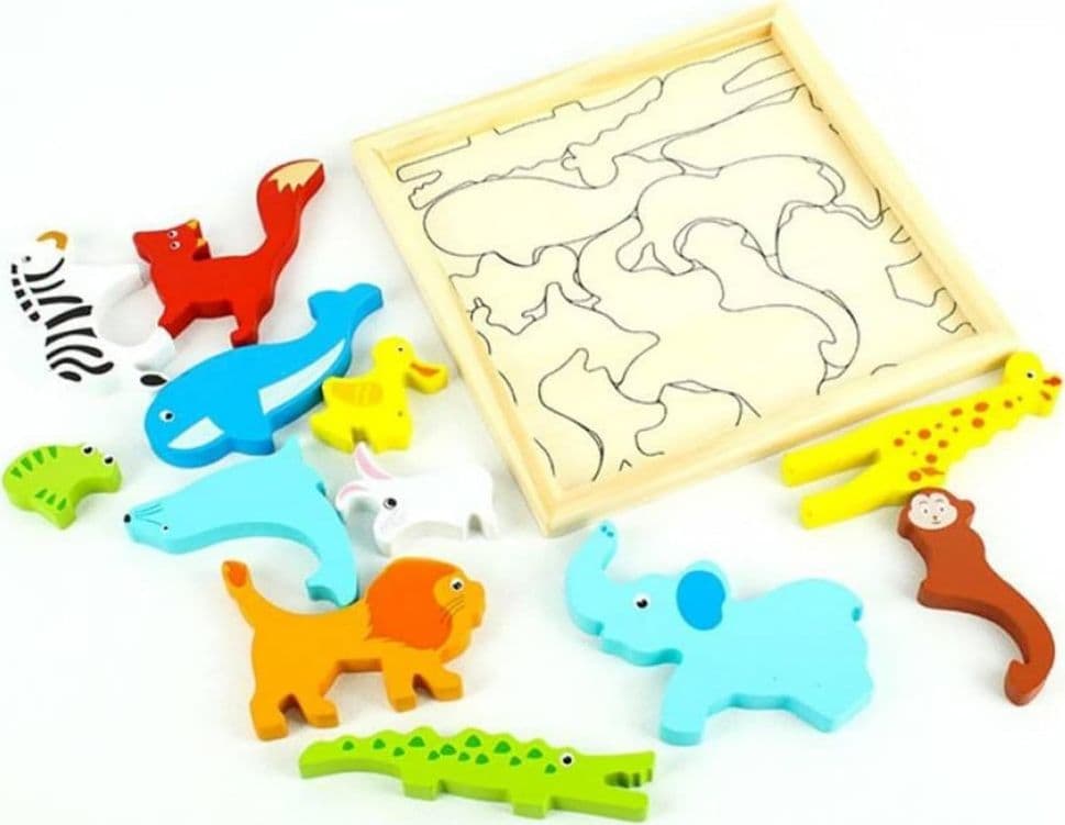 PUZZLE 3D A INCASTRO IN LEGNO FORMA ANIMALI PER BAMBINI GIOCO DA TAVOLO EDUCATIVO 07935 - 4