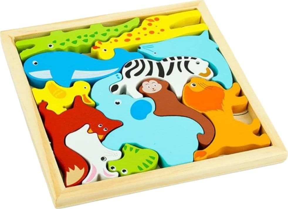 PUZZLE 3D A INCASTRO IN LEGNO FORMA ANIMALI PER BAMBINI GIOCO DA TAVOLO EDUCATIVO 07935 - 7