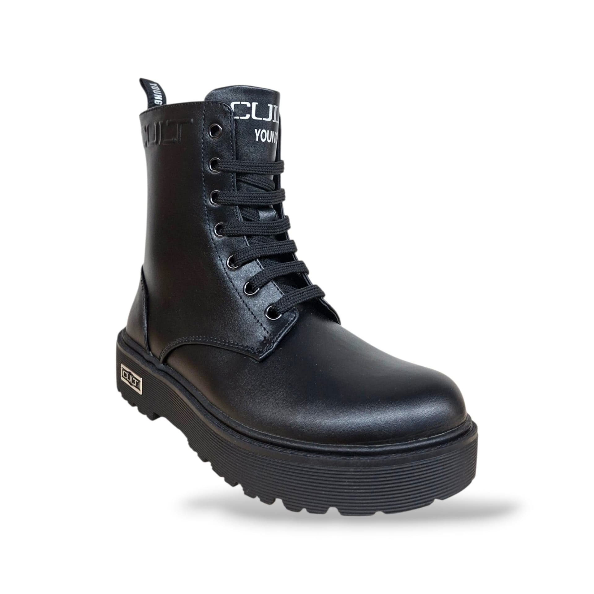 Cult Martin Anfibio Bambine Ragazze Nero | Taglia 33-40 | Pelle Lacci Zip Laterale | Scarpetteria Gica - 2
