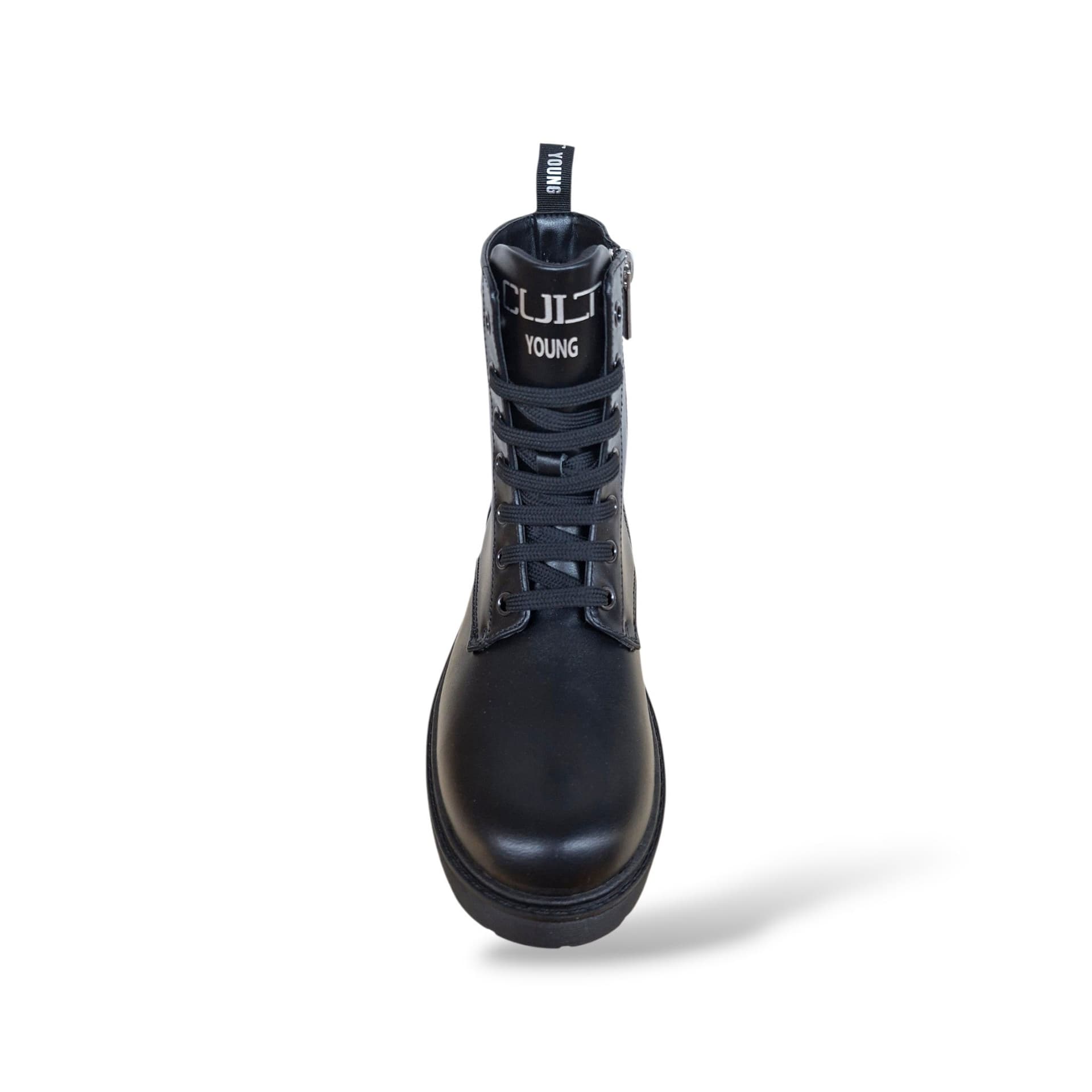 Cult Martin Anfibio Bambine Ragazze Nero | Taglia 33-40 | Pelle Lacci Zip Laterale | Scarpetteria Gica - 4