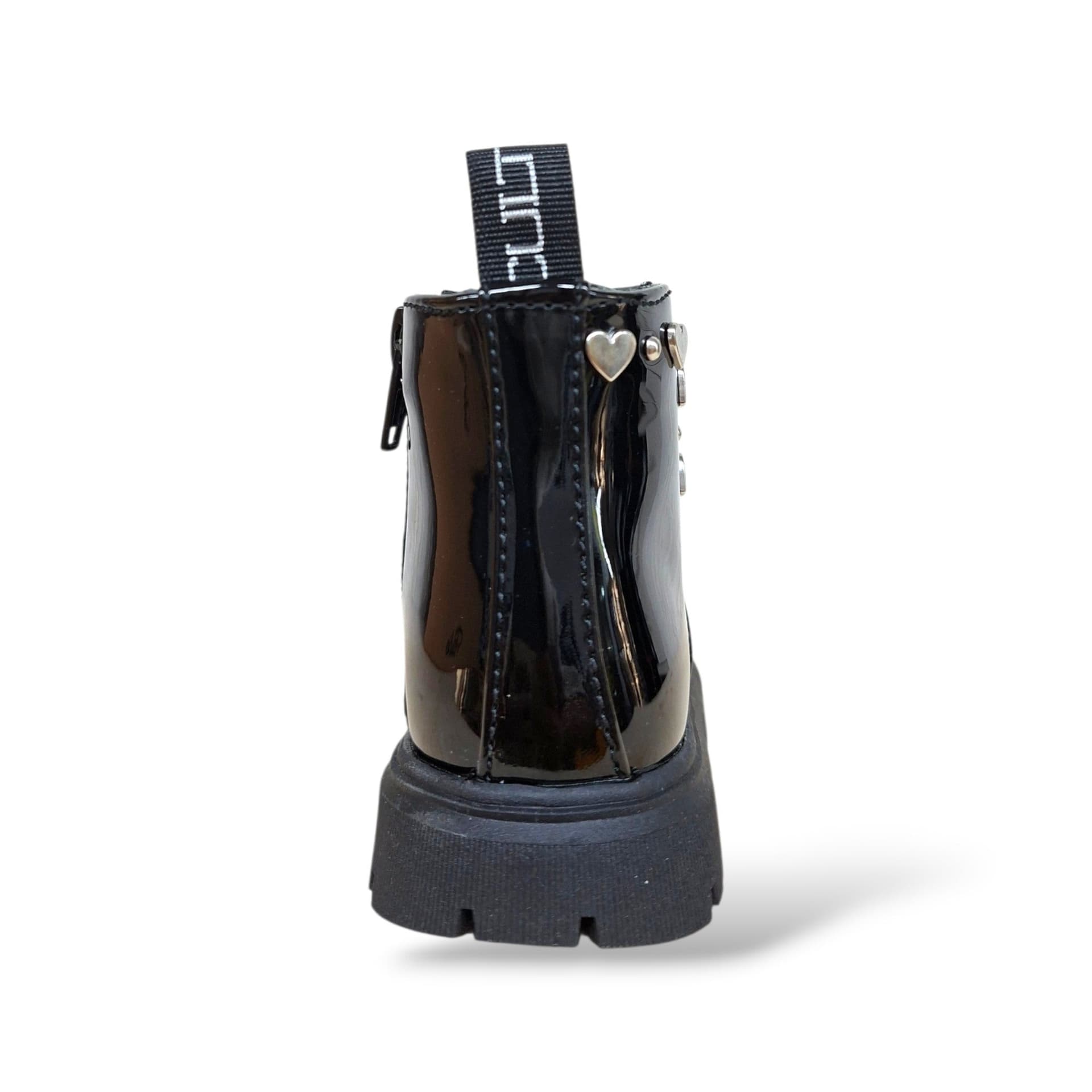 Cult Martin Anfibio Bambine Nero Vernice | Taglia 20-26 | Lacci Zip Laterale Lucido Glamour | Scarpetteria Gica - 3