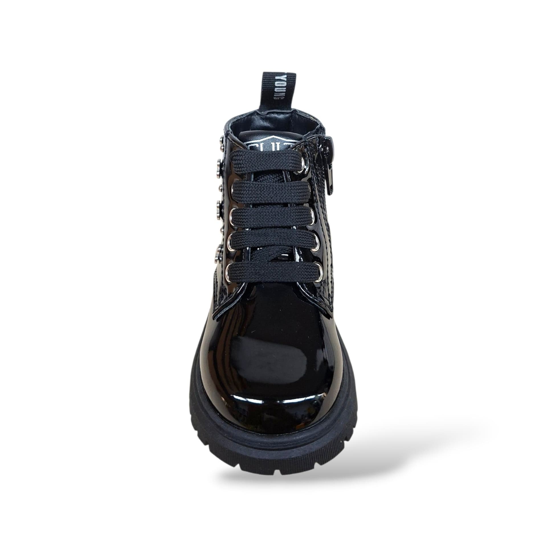 Cult Martin Anfibio Bambine Nero Vernice | Taglia 20-26 | Lacci Zip Laterale Lucido Glamour | Scarpetteria Gica - 4