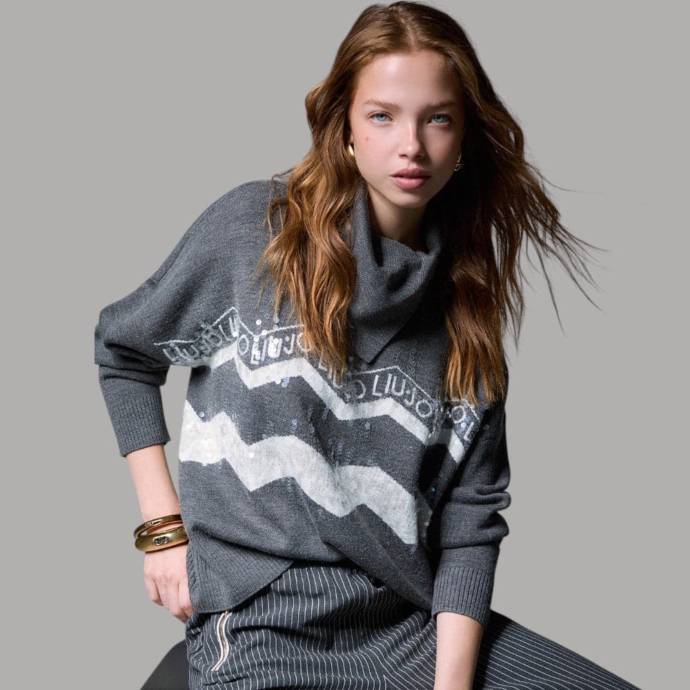 Maglione Liu Jo TF6158MA22S jacquard con paillettes e logo - 2