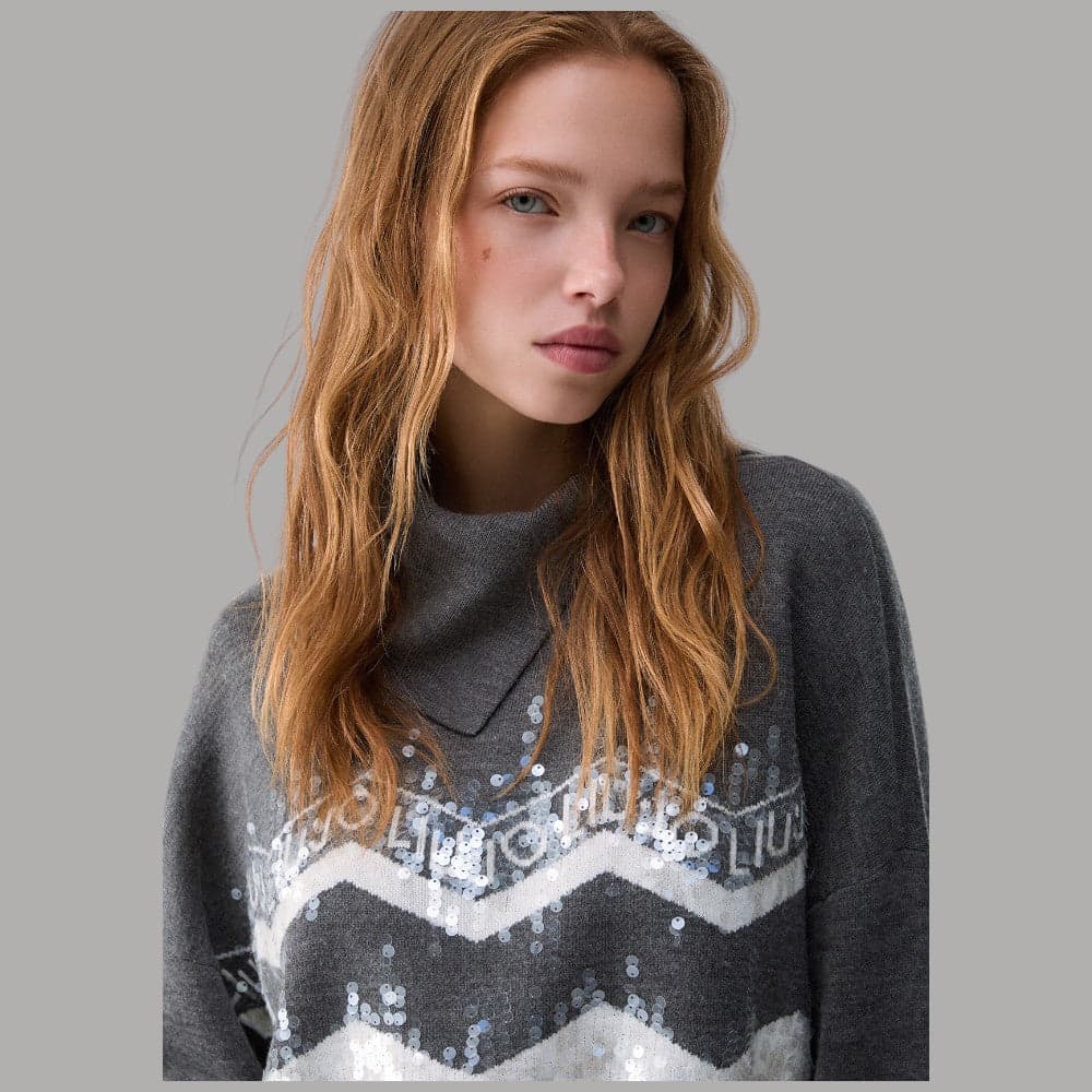 Maglione Liu Jo TF6158MA22S jacquard con paillettes e logo - 3