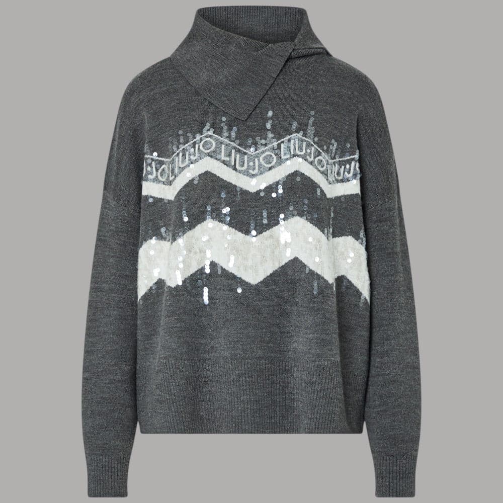Maglione Liu Jo TF6158MA22S jacquard con paillettes e logo - 7