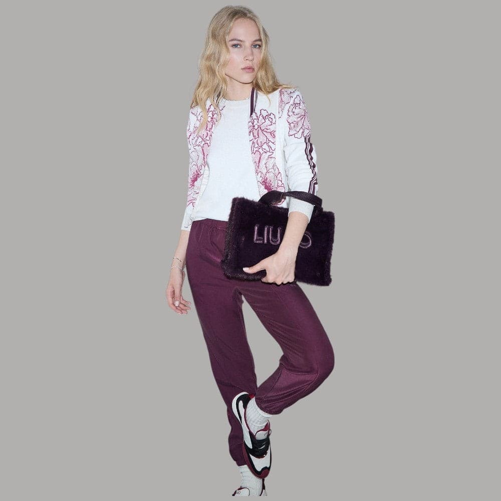 Maglia Liu Jo TF6094MS49I jacquard con dettaglio floreale e righe sulle maniche - 4