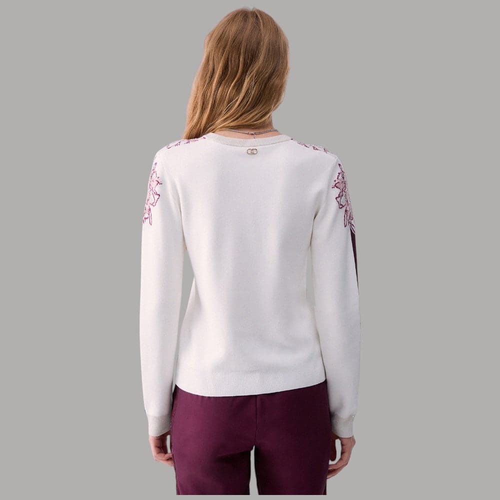 Maglia Liu Jo TF6094MS49I jacquard con dettaglio floreale e righe sulle maniche - 5