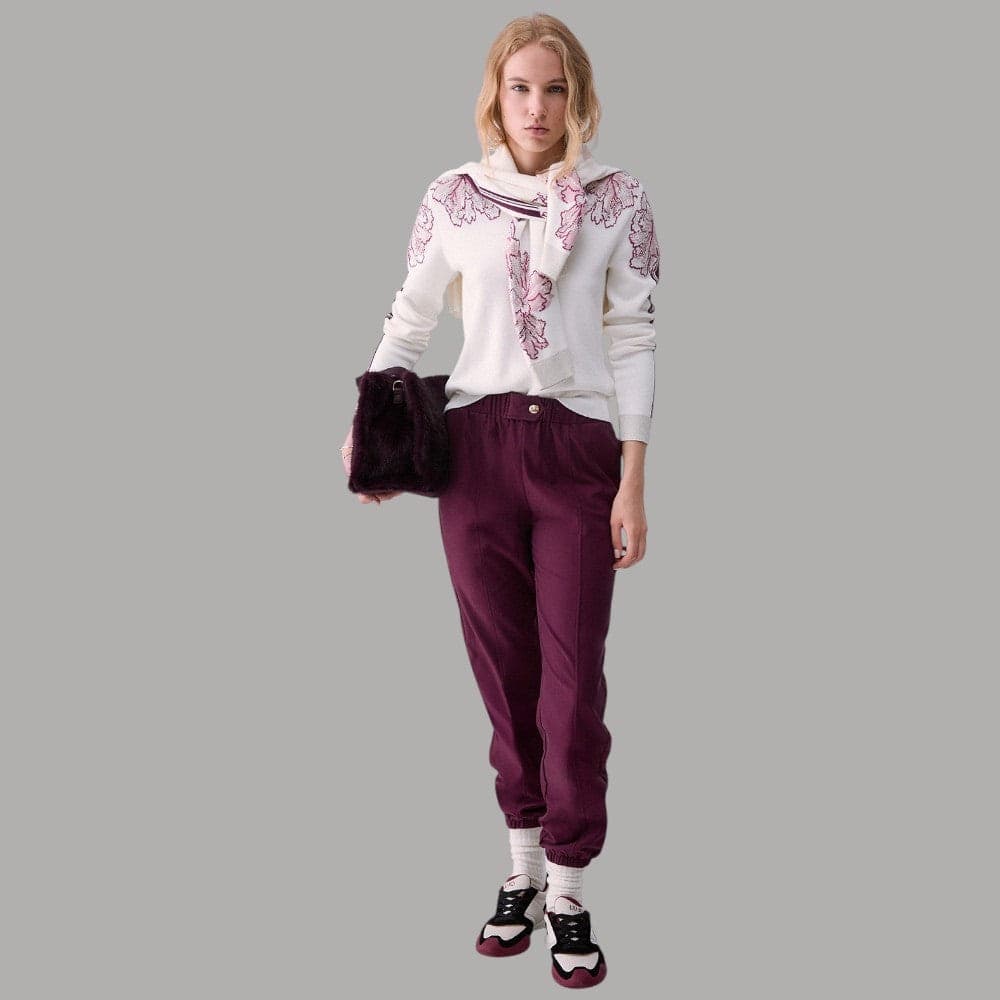 Maglia Liu Jo TF6094MS49I jacquard con dettaglio floreale e righe sulle maniche - 6