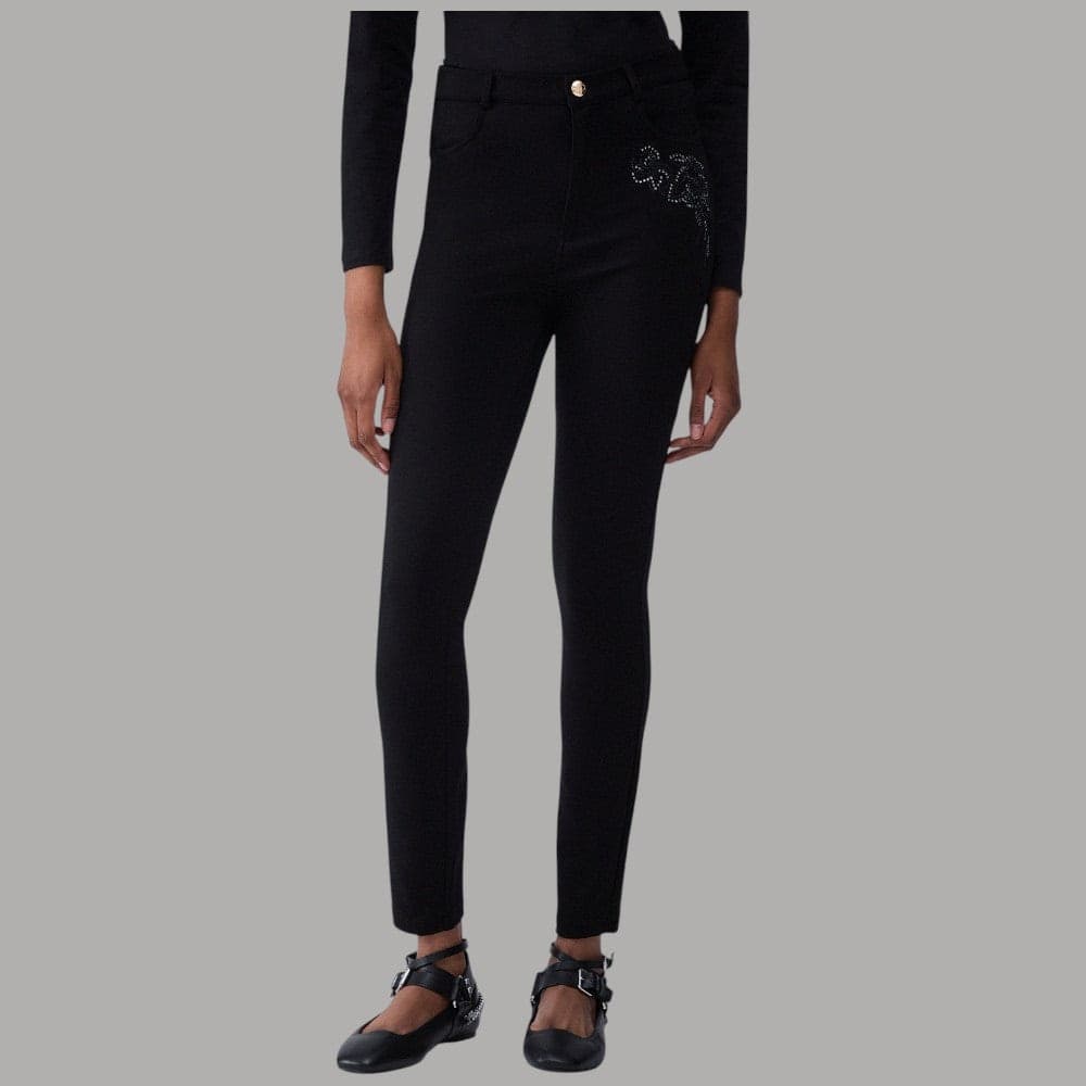 Pantaloni skinny Liu Jo TF6023JS182 con ricamo gioiello