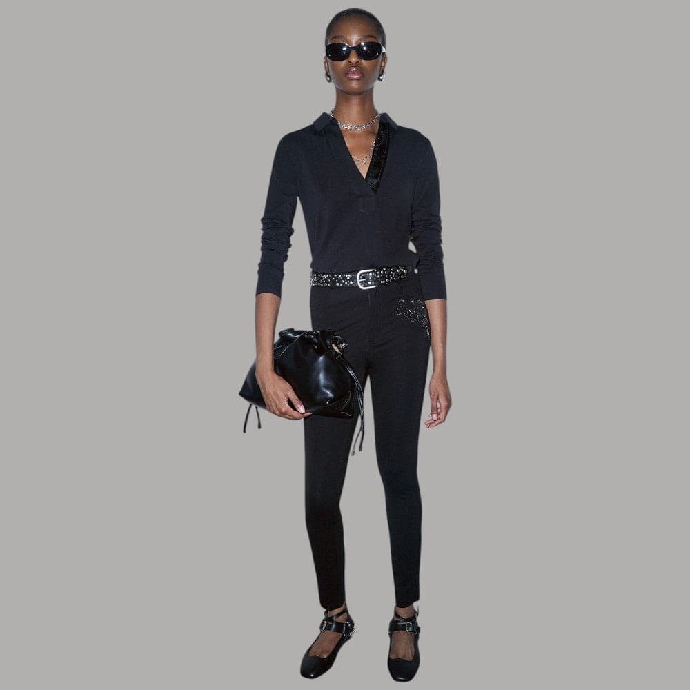 Pantaloni skinny Liu Jo TF6023JS182 con ricamo gioiello - 2
