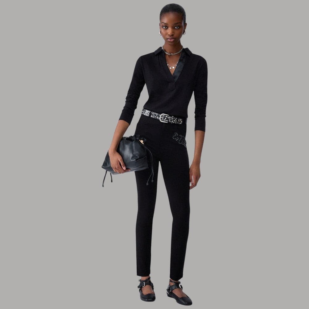 Pantaloni skinny Liu Jo TF6023JS182 con ricamo gioiello - 4