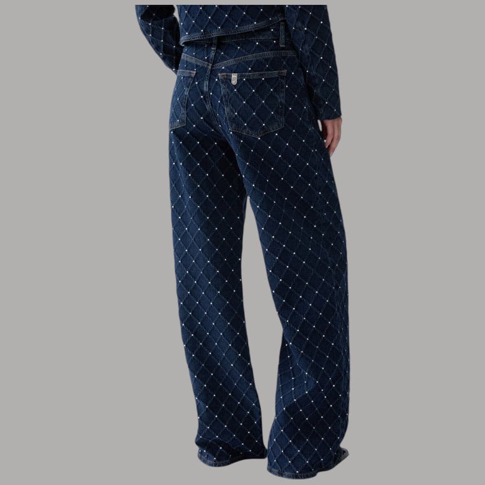 Jeans Liu Jo UF6173D0374 straight con micro-strass matelassé e vita alta - 2