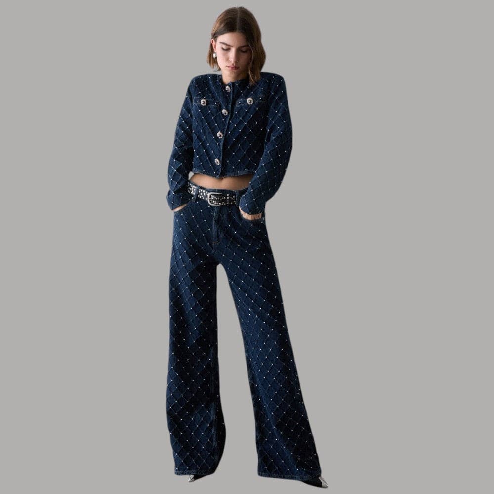 Jeans Liu Jo UF6173D0374 straight con micro-strass matelassé e vita alta - 3